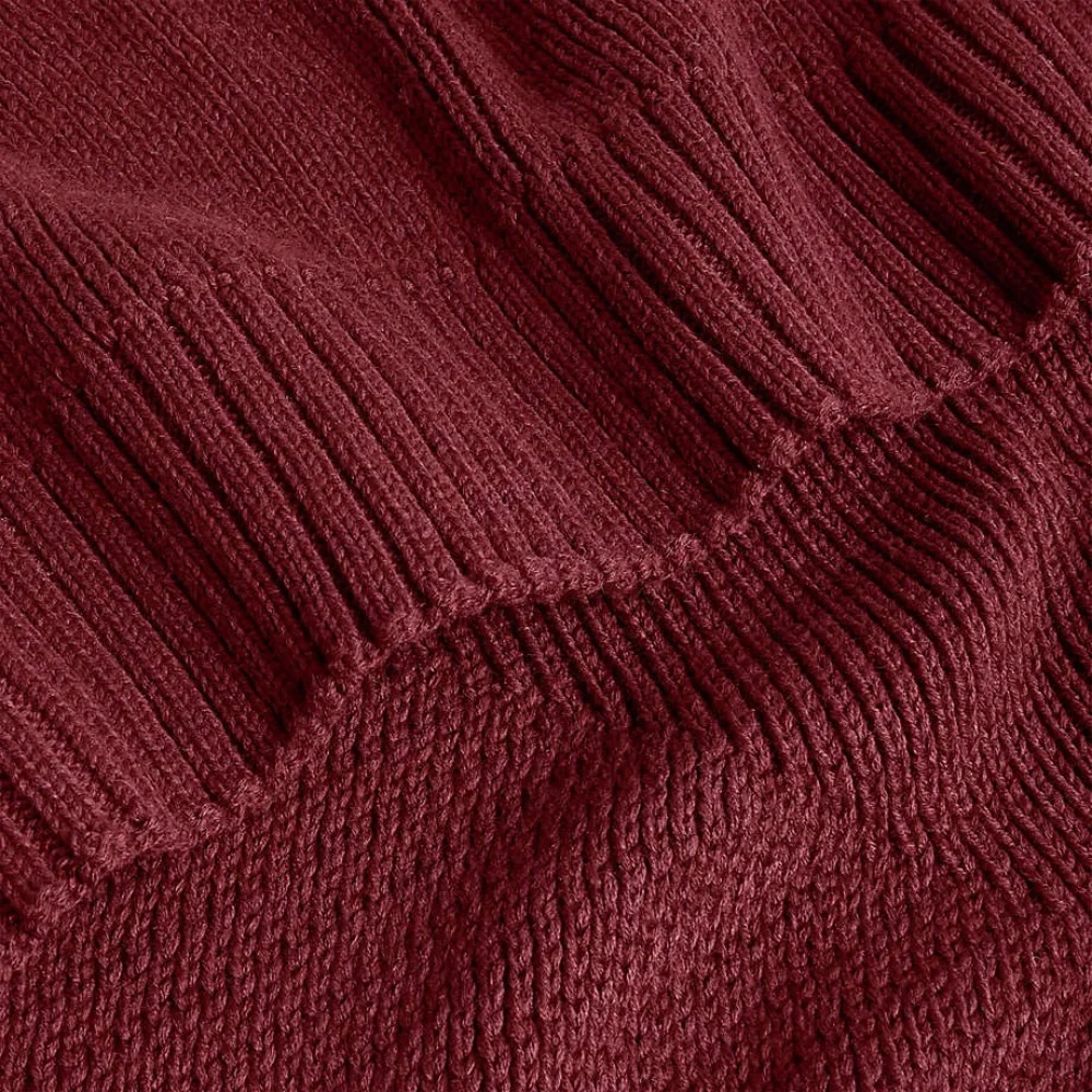 Crate & Barrel Sweater Knit Garnet Throw Blanket — 70”x55” NWOT
